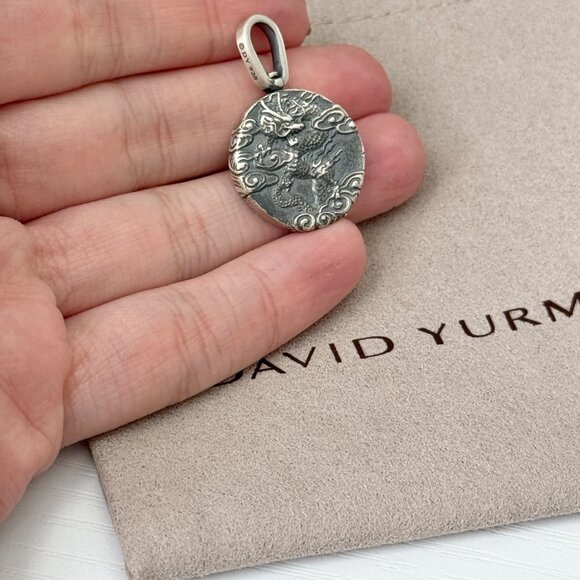 David Yurman Men's .925 Sterling Silver Dragon Pendant Amulet - Picture 5 of 5